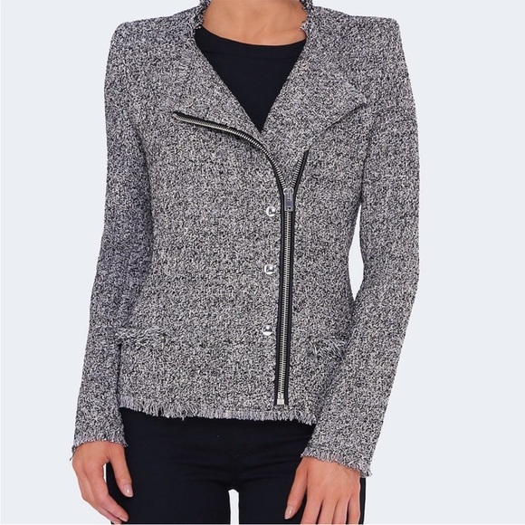IRO Carlota Asymmetrical Zip Tweed Boucle Jacket sz. 8 - Picture 3 of 12